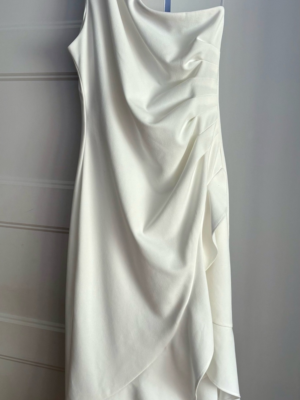 Xscape One-Shoulder Draped Dress in Ivory